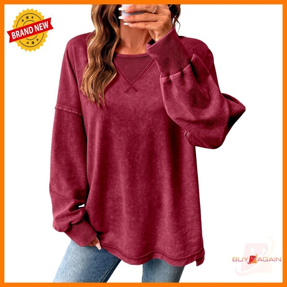 Oversized Long Sleeve Crewneck Sweatshirt Chic Minimal Classic Y2K Retro
